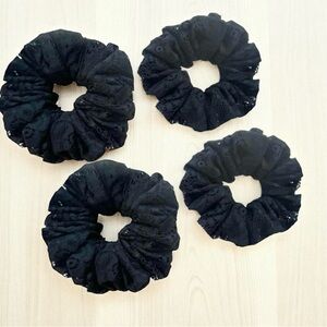 Black Lace Hair Scrunchies Set